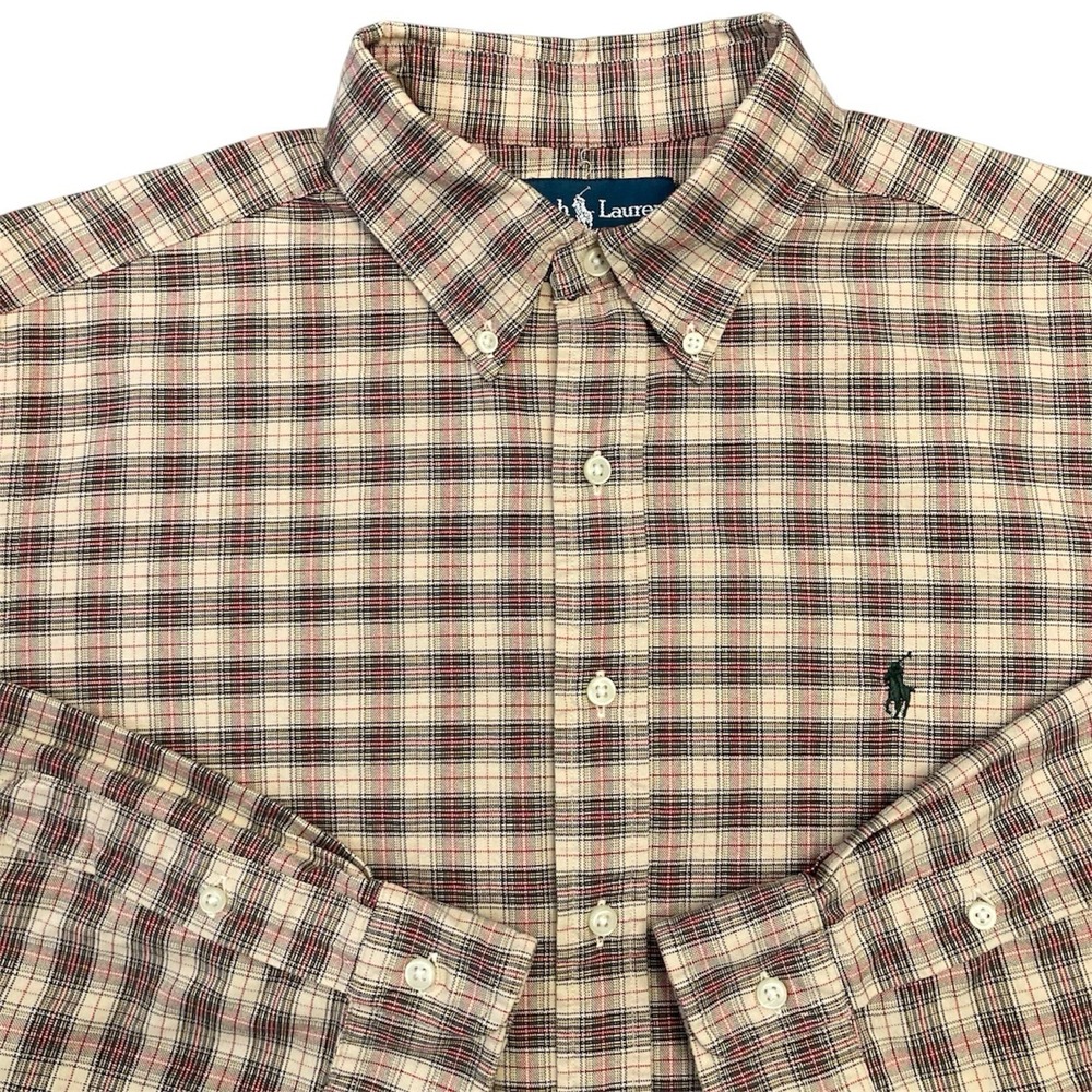 Ralph Lauren Classic Fit Men XL Checked Plaid 100% Cotton Long Sleeve Casual